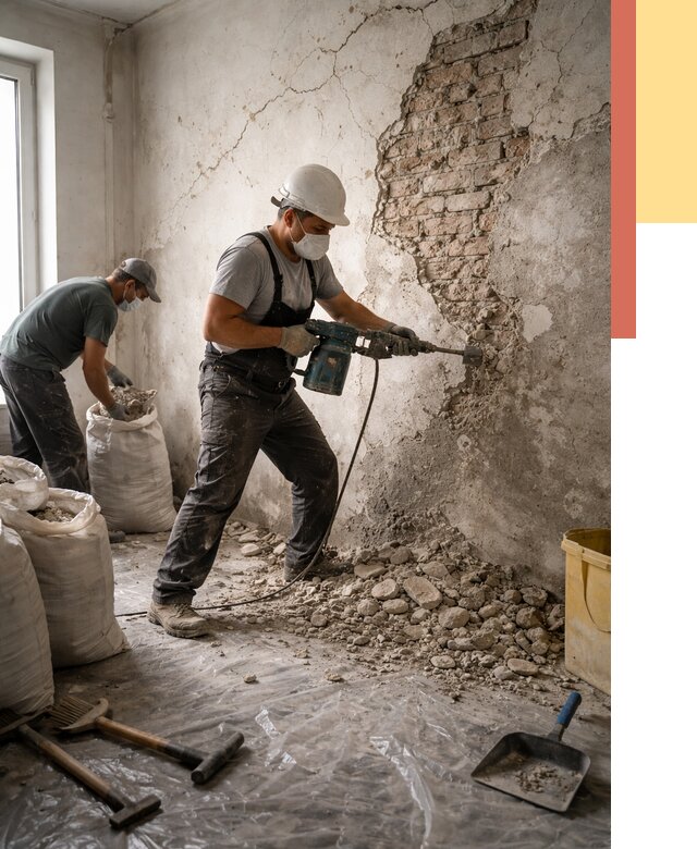 Демонтаж штукатурки со стен в Златоусте от 7423 руб/м² — быстро и недорого | ОТДЕЛОЧНИК-Злт