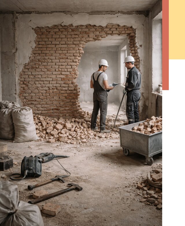 Демонтаж кирпичных стен в Златоусте от 4330 руб. — быстро, недорого, под ключ | ОТДЕЛОЧНИК-Злт