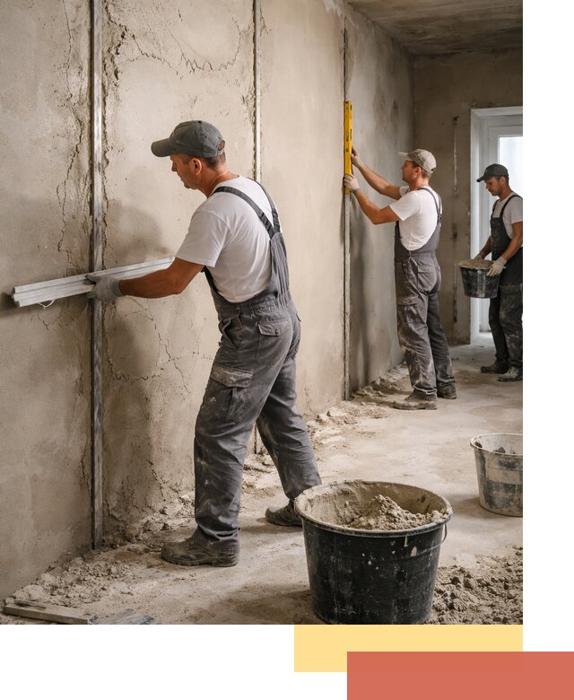 Штукатурка стен по маякам в Златоусте — точная и ровная поверхность