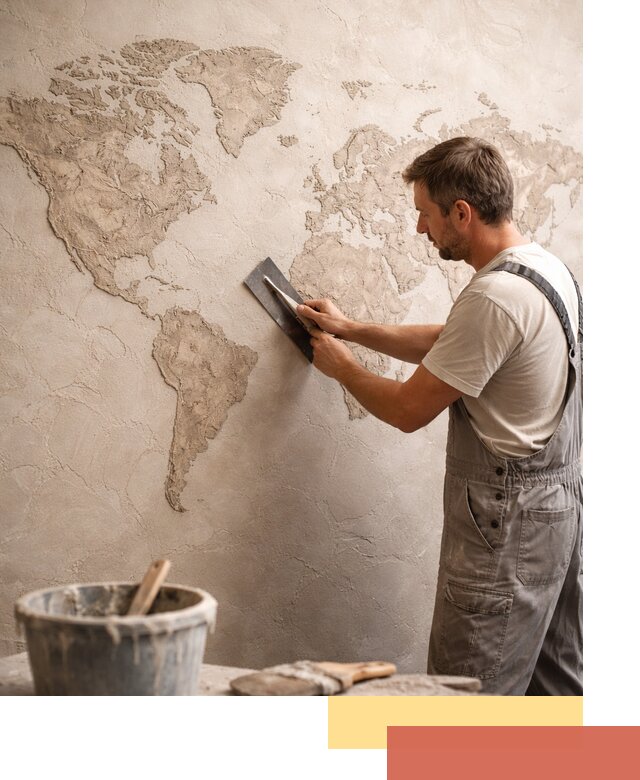 Декоративная штукатурка «Карта мира» под ключ в Златоусте