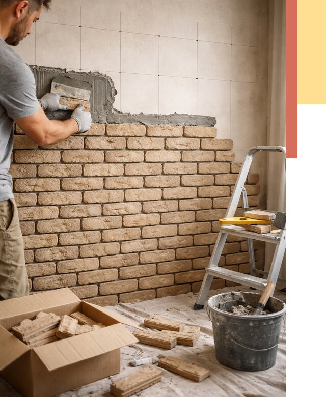 Монтаж декоративного кирпича в Златоусте от 3299 руб./м² — быстро и недорого | ОТДЕЛОЧНИК-Злт