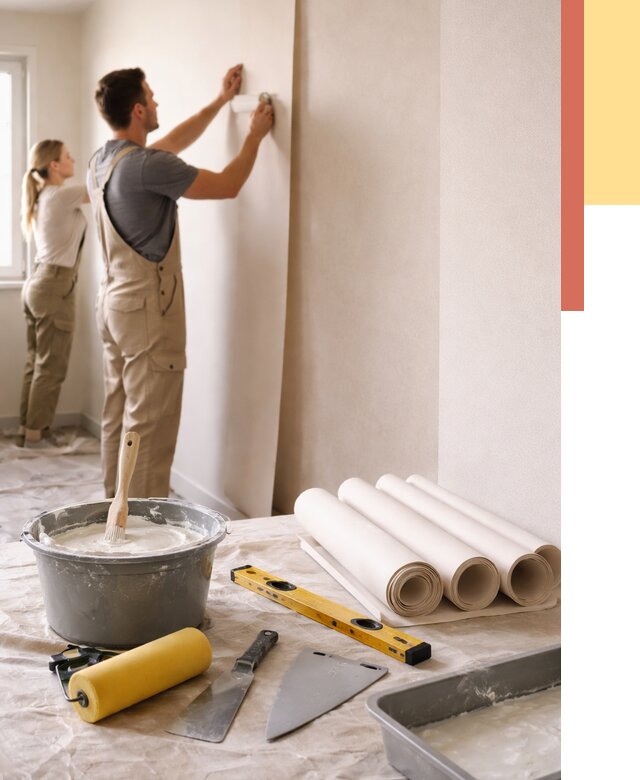 Поклейка бумажных обоев в Златоусте от 5671 руб./м2 — быстро и недорого | ОТДЕЛОЧНИК-Злт