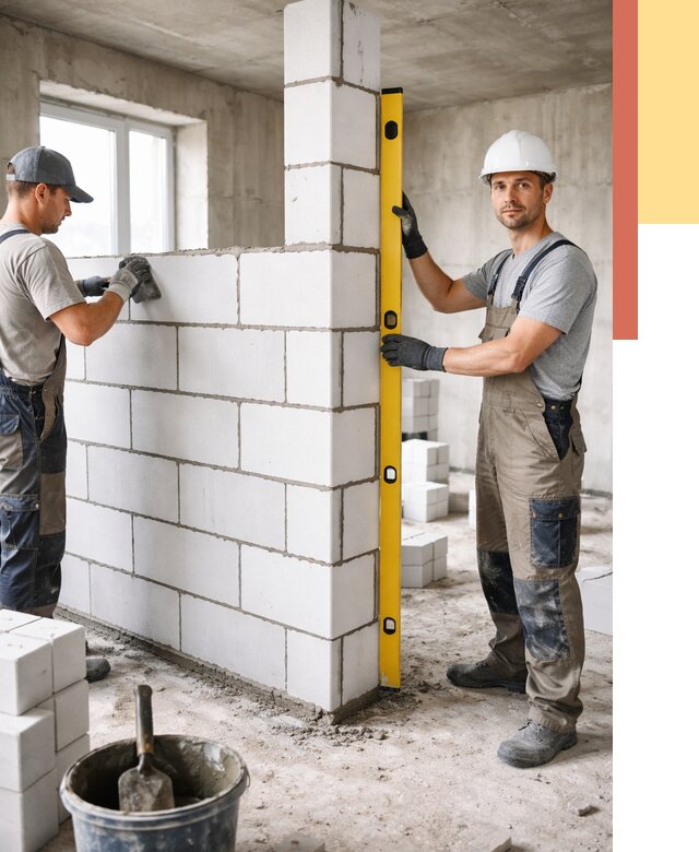 Кладка перегородок из пеноблока в Златоусте от 1856 руб. под ключ | ОТДЕЛОЧНИК-Злт