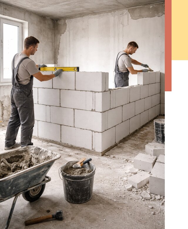 Кладка перегородок из ПГП в Златоусте от 2578 руб./м2 — монтаж и возведение под ключ | ОТДЕЛОЧНИК-Злт