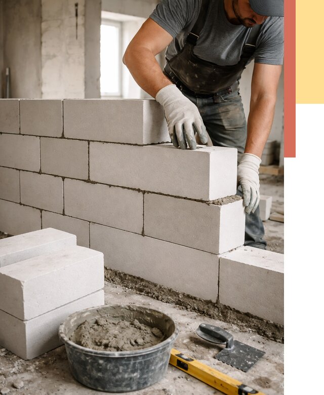 Кладка перегородок из силикатного блока в Златоусте от 4124 руб. под ключ | ОТДЕЛОЧНИК-Злт