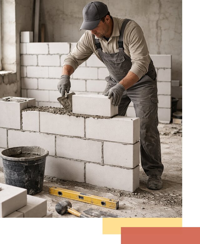 Кладка перегородок из силикатного блока в Златоусте