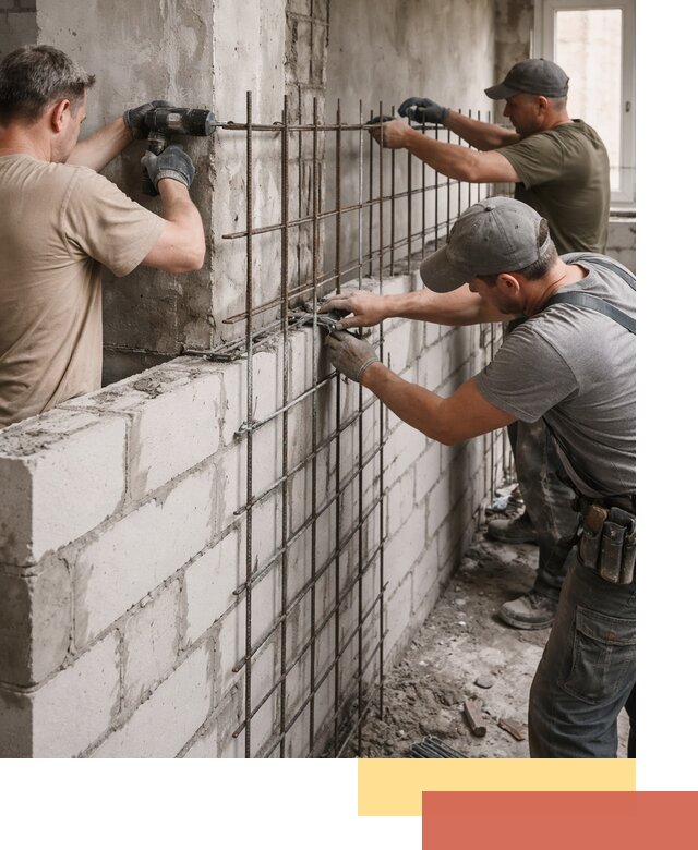 Армирование кладки перегородок в Златоусте профессионально и надёжно
