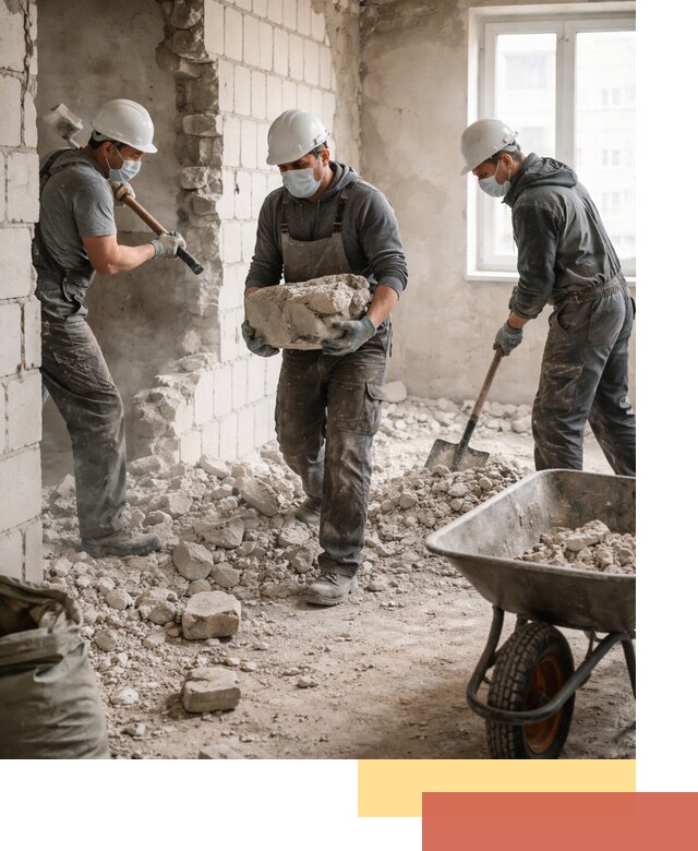 Демонтаж блочных перегородок в Златоусте быстро и аккуратно