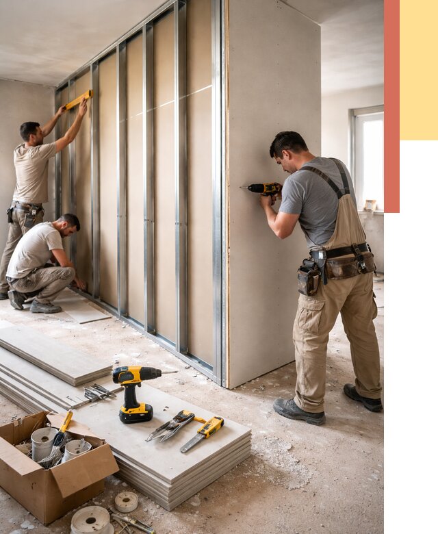 Монтаж однослойной перегородки из гипсокартона в Златоусте от 670 руб. | ОТДЕЛОЧНИК-Злт