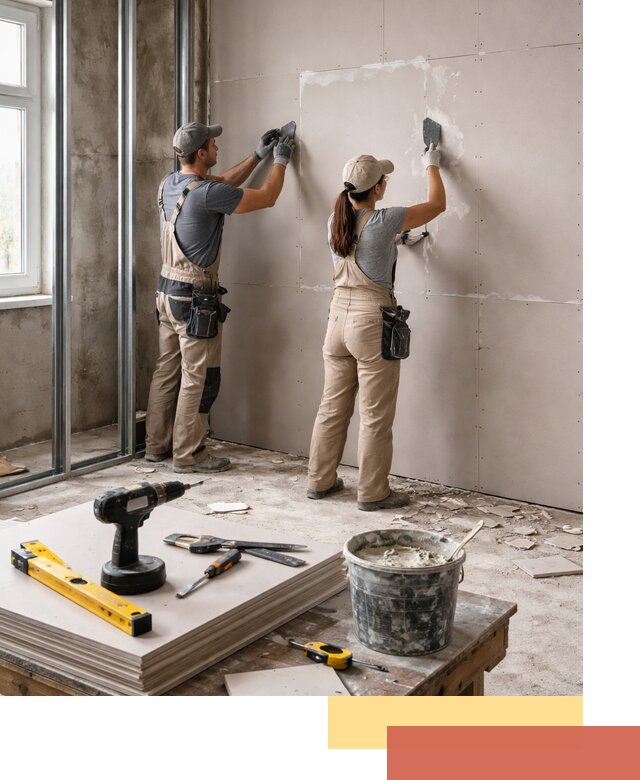 Монтаж двухслойной перегородки из гипсокартона в Златоусте