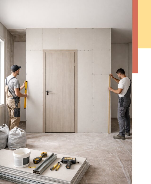 Перегородка из гипсокартона с дверью в Златоусте от 4640 руб. под ключ | ОТДЕЛОЧНИК-Злт