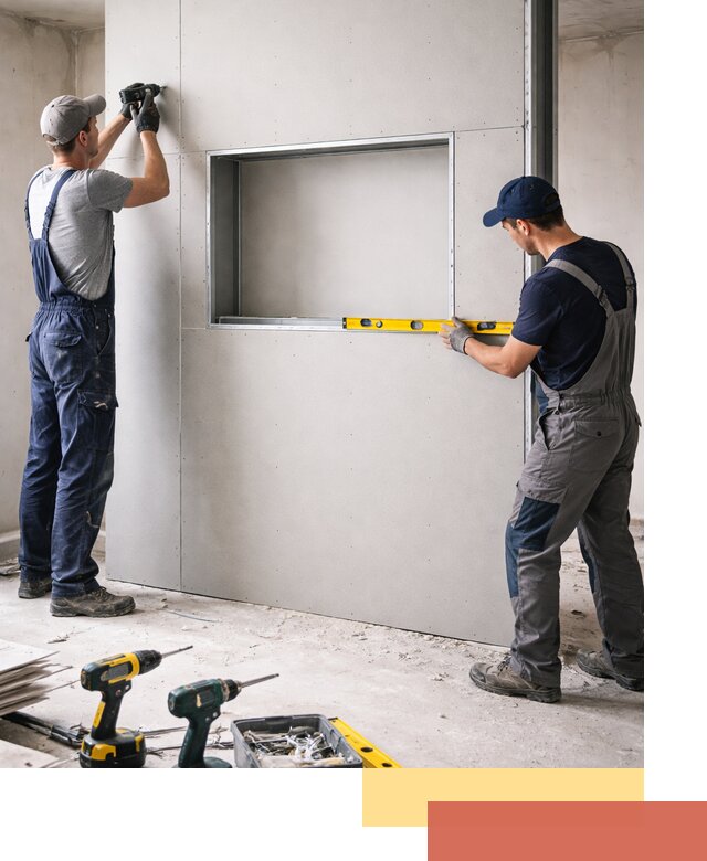 Перегородка из гипсокартона с нишей под декор в Златоусте