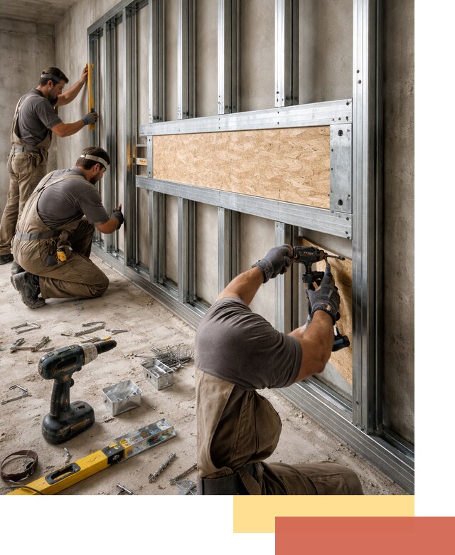 Усиленная перегородка для крепления тяжёлых конструкций в Златоусте