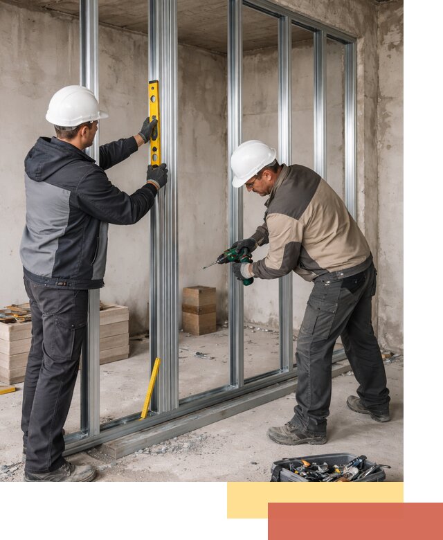 Монтаж каркаса перегородки из профиля в Златоусте