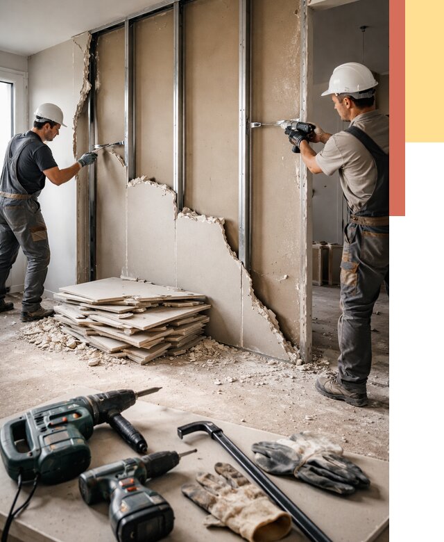 Демонтаж перегородки из гипсокартона в Златоусте от 1237 руб. быстро и недорого | ОТДЕЛОЧНИК-Злт