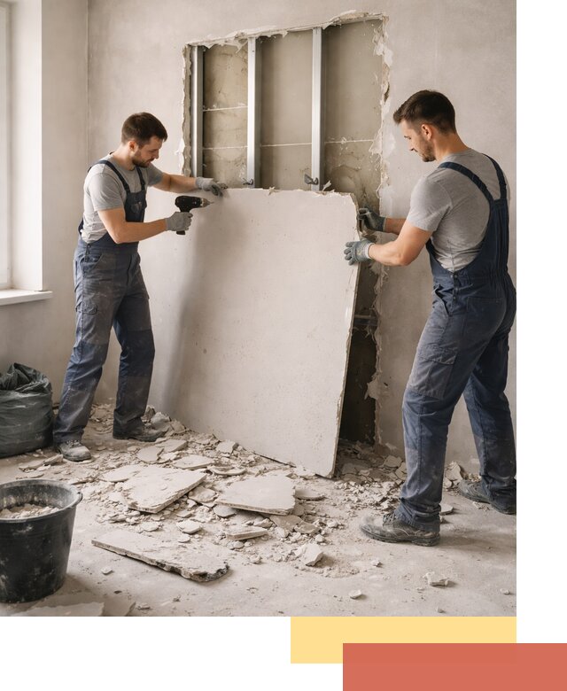 Демонтаж перегородки из гипсокартона в Златоусте быстрый и аккуратный