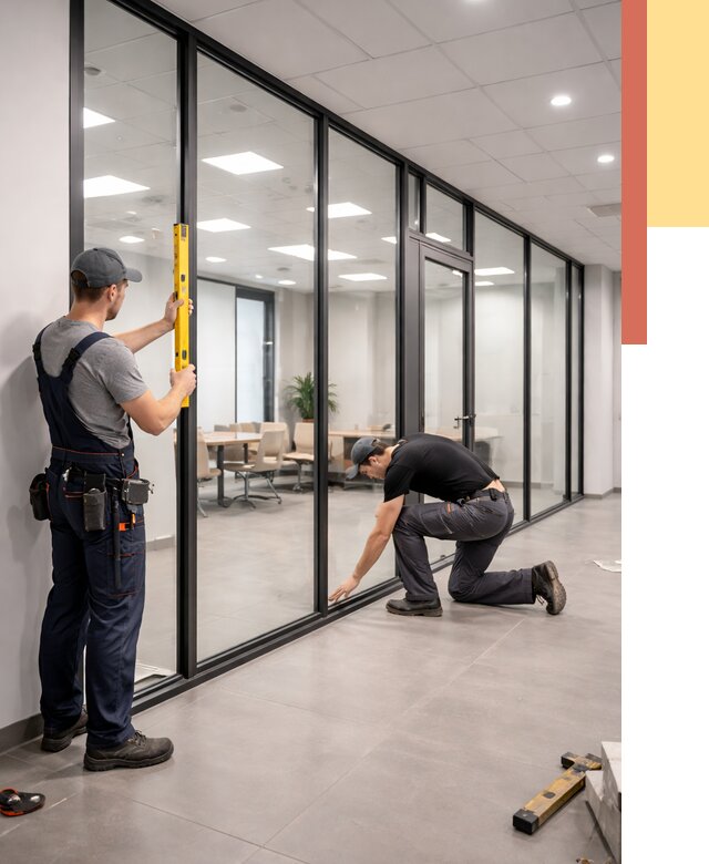 Каркасные стеклянные перегородки в Златоусте под ключ от 9485 руб. | ОТДЕЛОЧНИК-Злт