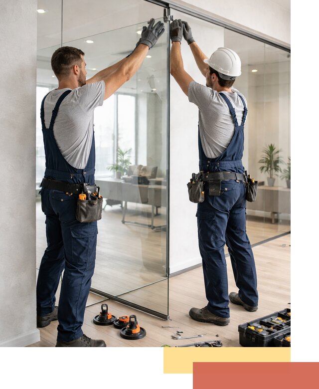 Безрамные стеклянные перегородки под ключ в Златоусте