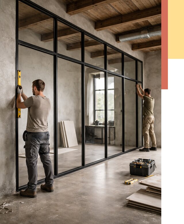 Стеклянные перегородки лофт в Златоусте от 10826 руб. под ключ | ОТДЕЛОЧНИК-Злт