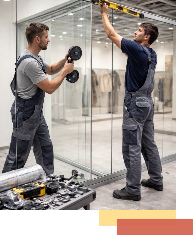 Стеклянные перегородки для магазинов в Златоусте — монтаж и установка