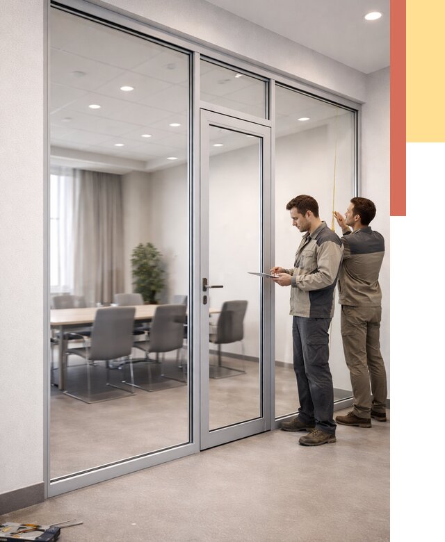 Установка и монтаж алюминиевых перегородок со стеклом в Златоусте от 8454 руб. | ОТДЕЛОЧНИК-Злт