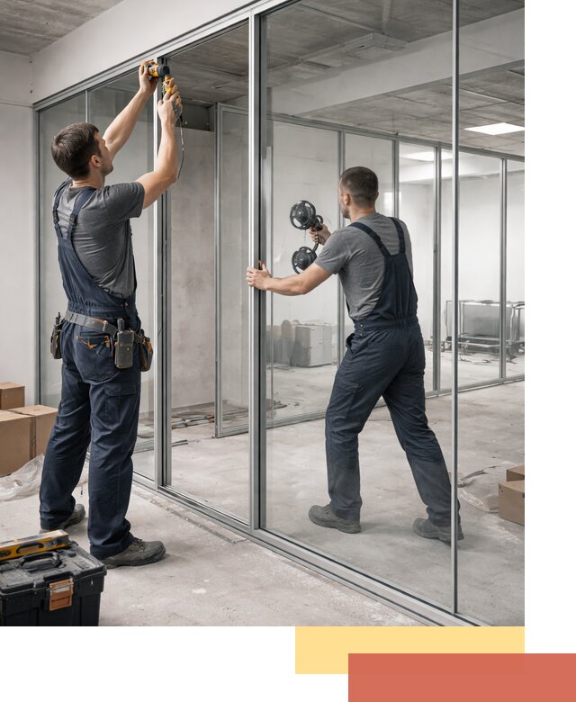 Алюминиевые перегородки со стеклом в Златоусте — изготовление и монтаж