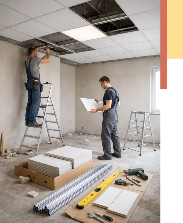 Монтаж потолка армстронг в Златоусте от 4640 руб/м2 — быстрая установка под ключ | ОТДЕЛОЧНИК-Злт