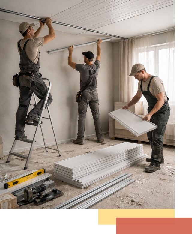 Монтаж потолка из ПВХ панелей в Златоусте оперативно и качественно