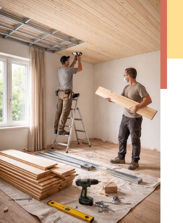 Монтаж потолка из вагонки в Златоусте от 6702 руб. | Быстро и недорого — ОТДЕЛОЧНИК-Злт