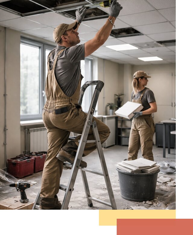 Ремонт потолка Армстронг и замена плит в Златоусте