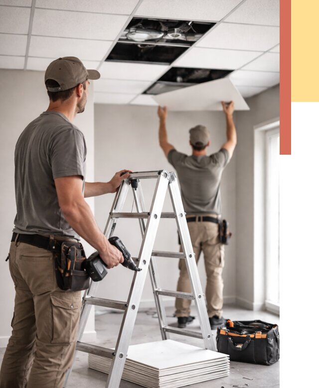 Обслуживание подвесного потолка в Златоусте от 3609 руб. — быстро и недорого | ОТДЕЛОЧНИК-Злт