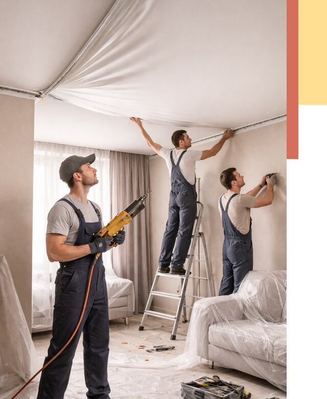 Установка натяжного потолка в Златоусте от 4640 руб. | Быстро и недорого — ОТДЕЛОЧНИК-Злт