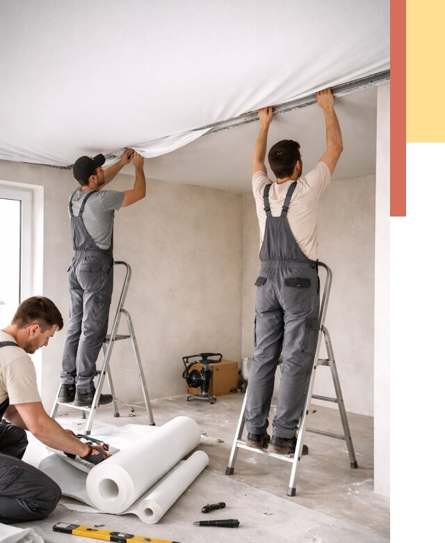 Монтаж тканевого натяжного потолка в Златоусте от 3609 руб. под ключ | ОТДЕЛОЧНИК-Злт