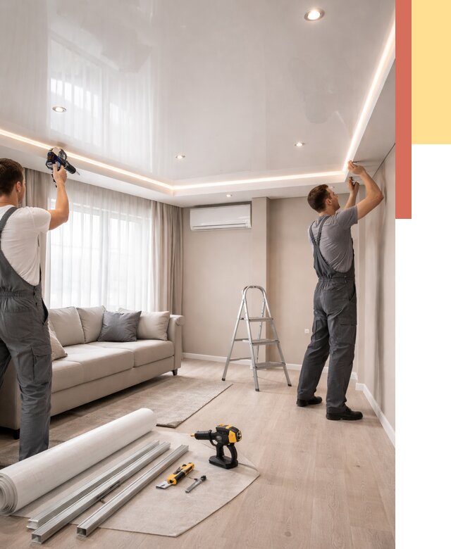 Монтаж глянцевого натяжного потолка в Златоусте от 773 руб. под ключ | ОТДЕЛОЧНИК-Злт