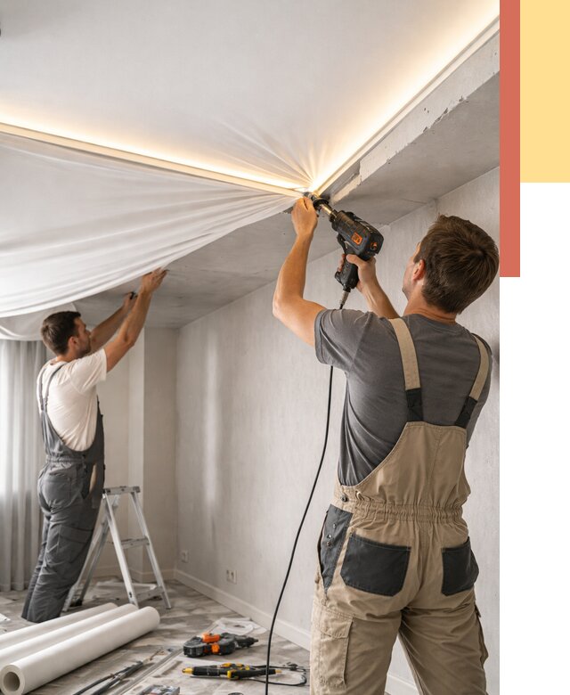 Монтаж натяжного потолка с подсветкой в Златоусте от 979 руб. | ОТДЕЛОЧНИК-Злт