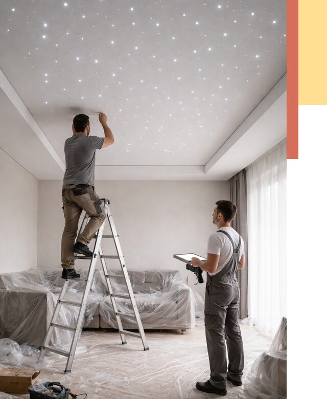 Монтаж натяжного потолка «звездное небо» в Златоусте от 6702 руб. | ОТДЕЛОЧНИК-Злт