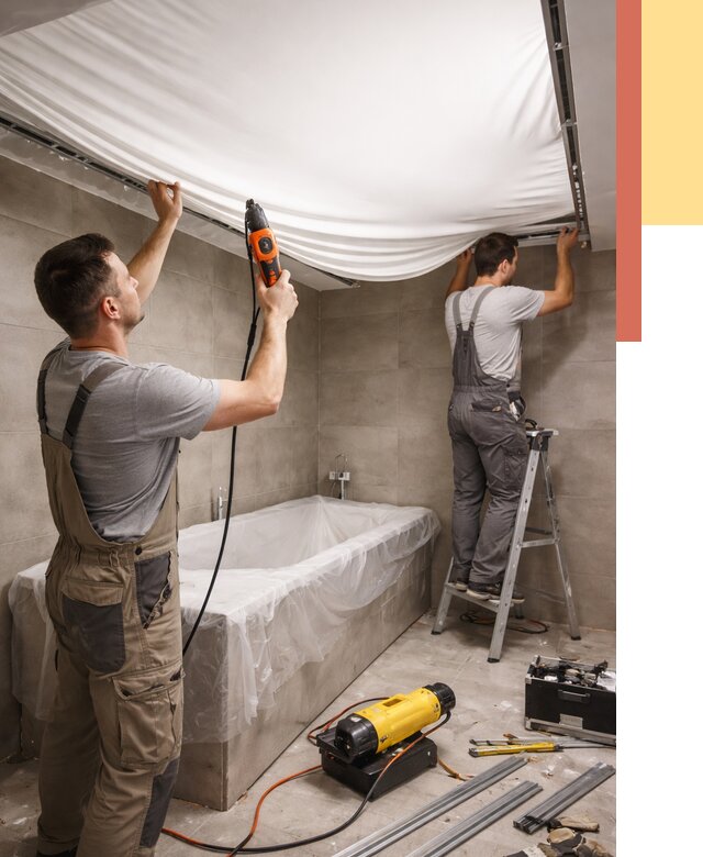 Монтаж натяжного потолка в ванной в Златоусте от 1237 руб. под ключ | ОТДЕЛОЧНИК-Злт