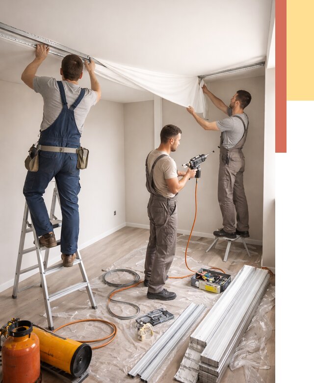 Монтаж натяжного потолка в студии в Златоусте от 5671 руб. — быстро и недорого | ОТДЕЛОЧНИК-Злт