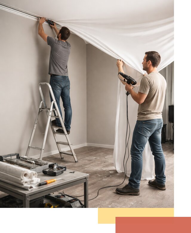 Монтаж натяжного потолка в студии в Златоусте