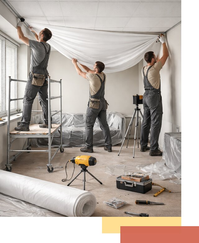 Монтаж натяжного потолка в офисе в Златоусте