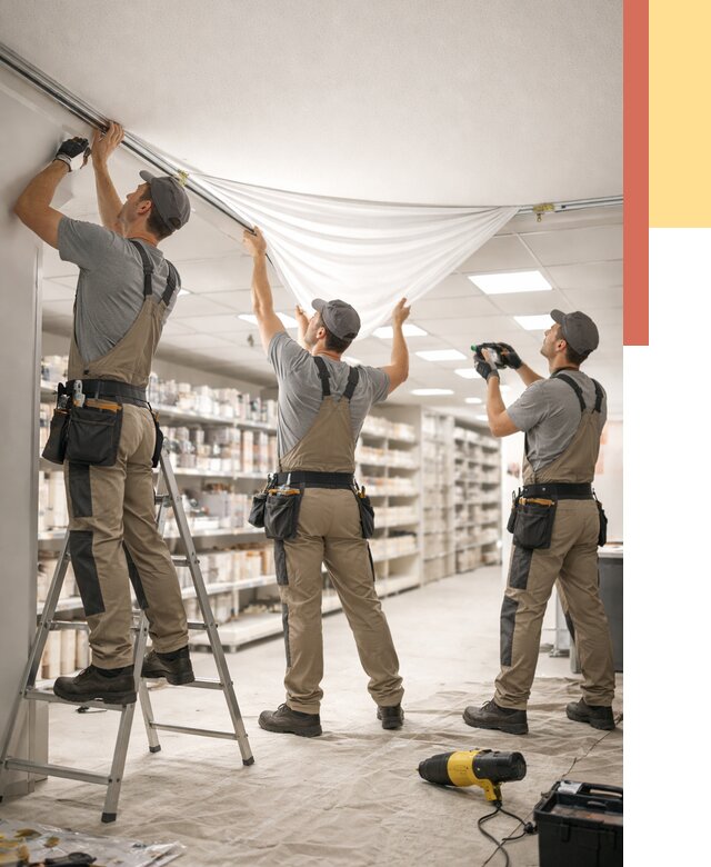 Монтаж натяжного потолка в магазине в Златоусте от 4640 руб. быстро и недорого | ОТДЕЛОЧНИК-Злт