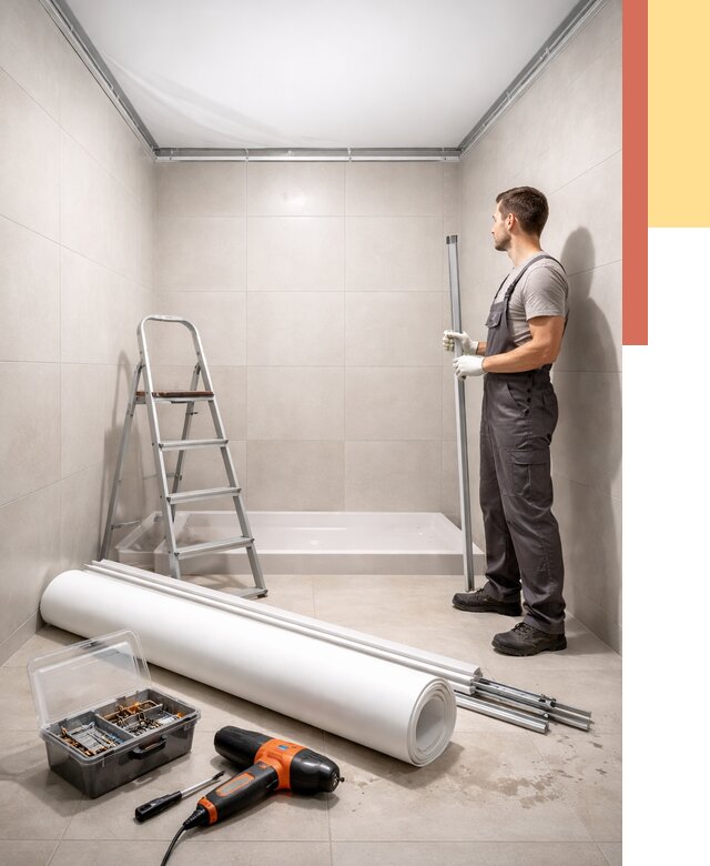 Монтаж натяжного потолка в санузле в Златоусте от 1907 руб. — ОТДЕЛОЧНИК-Злт