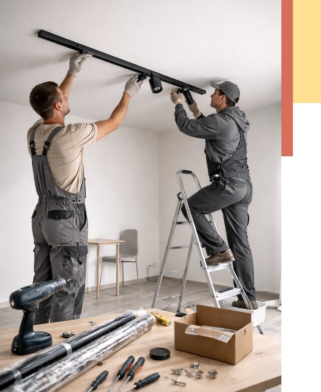 Установка трековых светильников в натяжной потолок в Златоусте от 4330 руб. | ОТДЕЛОЧНИК-Злт