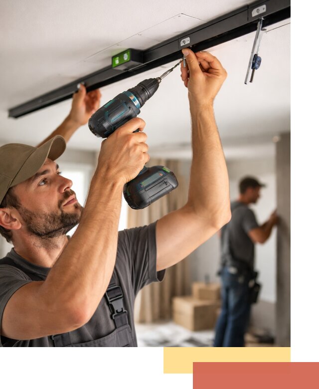 Установка трековых светильников в натяжной потолок в Златоусте