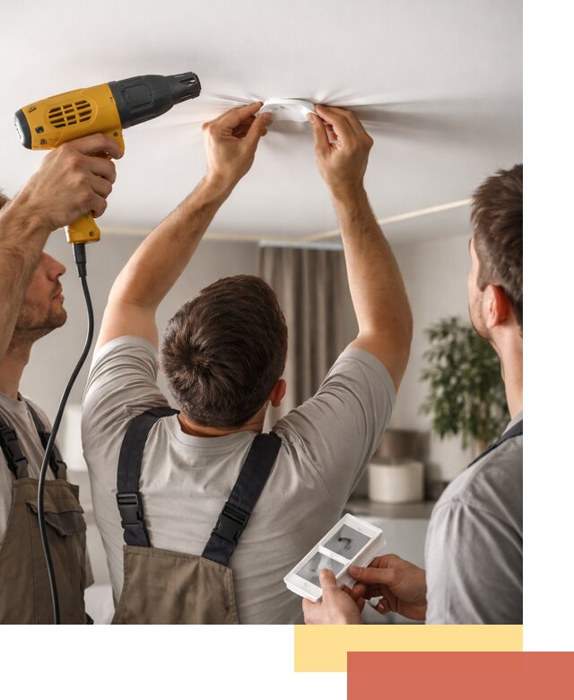 Ремонт прокола полотна натяжного потолка в Златоусте