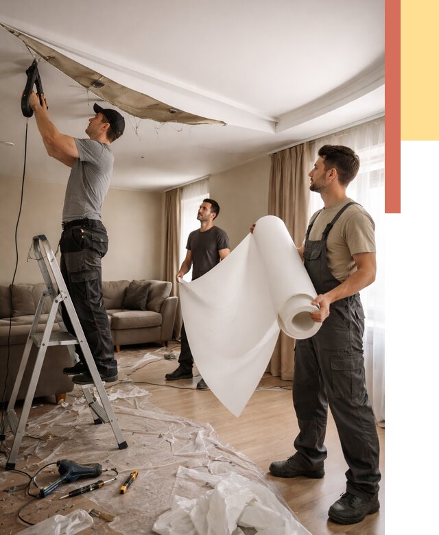 Замена полотна натяжного потолка в Златоусте от 9795 руб. быстро и недорого | ОТДЕЛОЧНИК-Злт