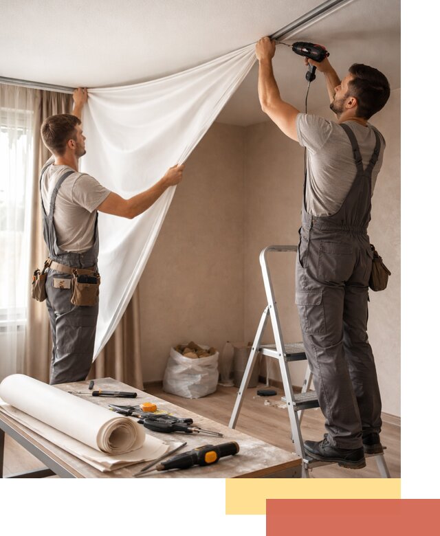 Замена полотна натяжного потолка в Златоусте быстро и качественно