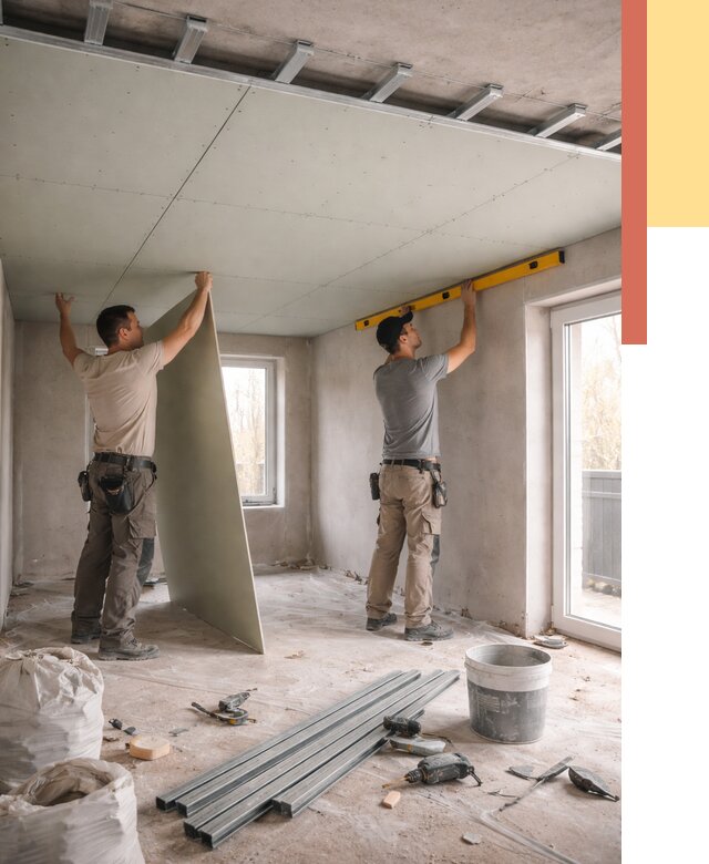 Одноуровневый потолок из гипсокартона в Златоусте от 773 руб. — монтаж под ключ | ОТДЕЛОЧНИК-Злт