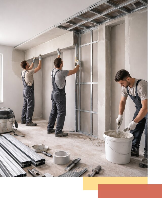 Монтаж потолка из гипсокартона с нишей в Златоусте