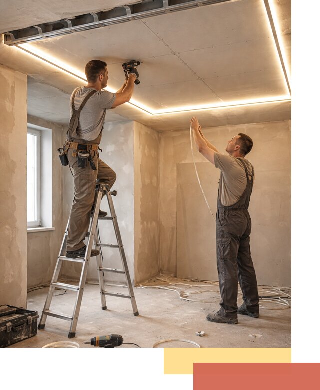 Потолок из гипсокартона с подсветкой в Златоусте